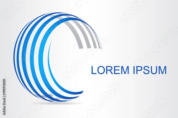 Obraz  Abstract technology logo stylized spherical surface with abstract shapes.