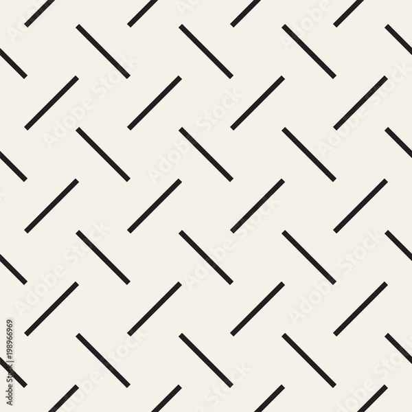 Fototapeta Trendy twill weave Lattice. Abstract Geometric Background Design. Vector Seamless Black and White Pattern.