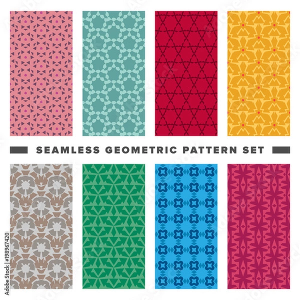Fototapeta Set of seamless decorative geometric shapes pattern