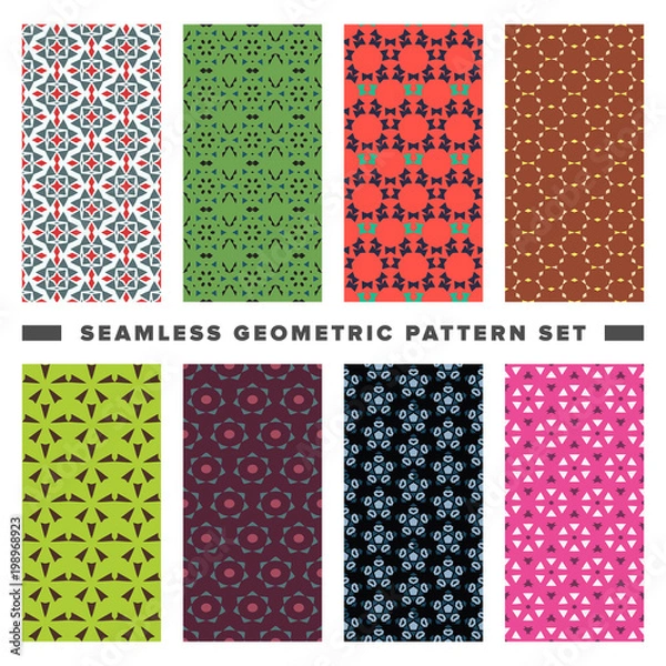 Fototapeta Set of seamless decorative geometric shapes pattern