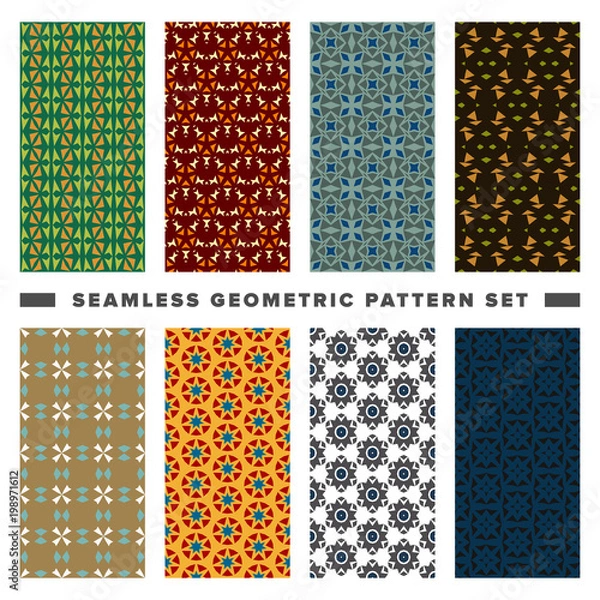 Fototapeta Set of seamless decorative geometric shapes pattern