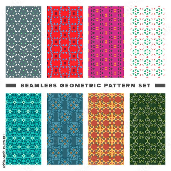 Fototapeta Set of seamless decorative geometric shapes pattern