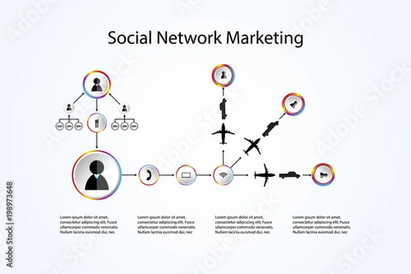 Fototapeta people network icon concept marketing transport communicate on world Vector llustration on blue background with copy space add text