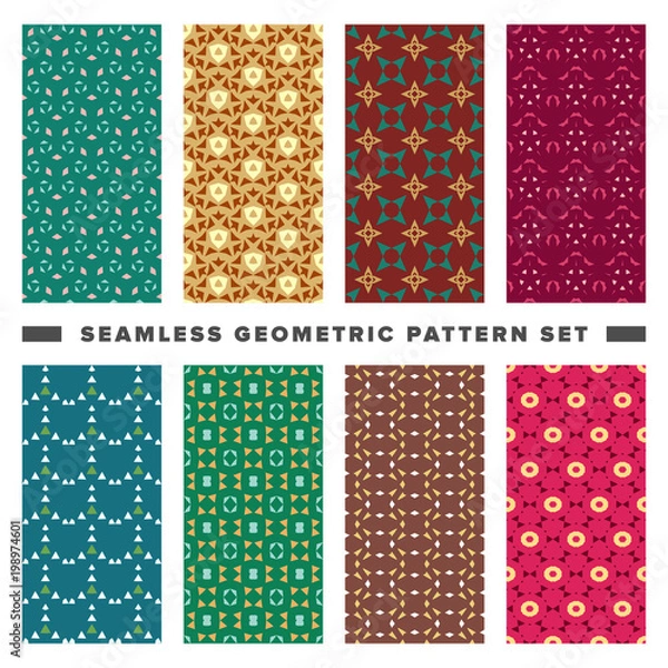 Fototapeta Set of seamless decorative geometric shapes pattern