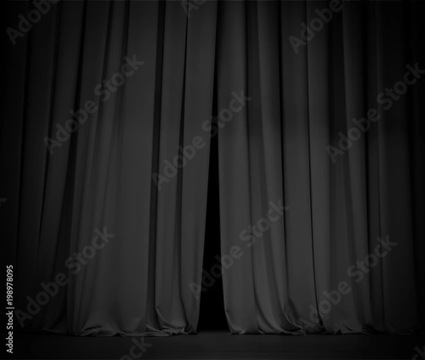 Fototapeta Black curtain background open a little bit