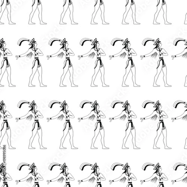 Fototapeta seamless pattern walking warrior based on the fresco from the Palace of Knossos