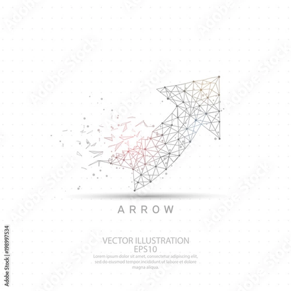 Fototapeta Up arrow wire frame low poly.