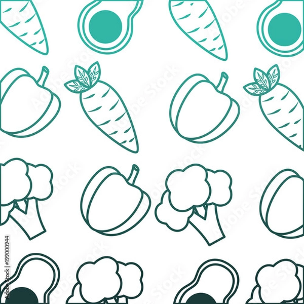 Fototapeta fresh vegetables pattern background vector illustration design