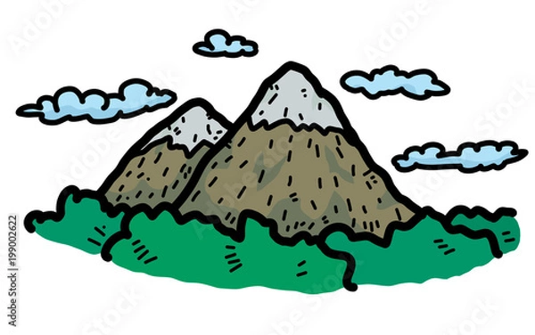 Fototapeta mountain / cartoon vector and illustration, hand drawn style, isolated on white background.