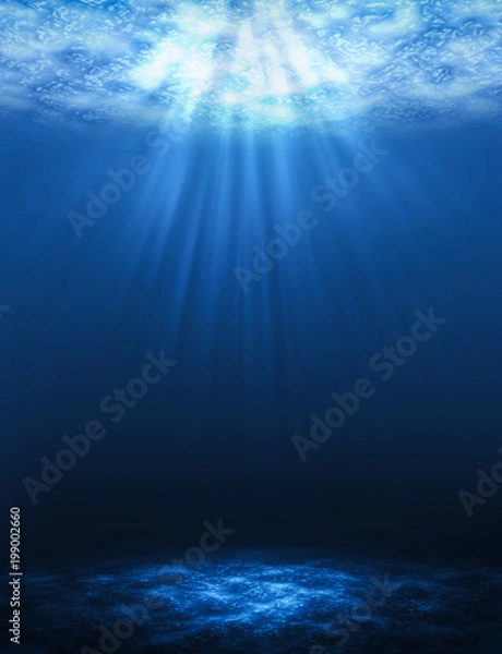 Fototapeta Sunbeam vertical Abstract underwater backgrounds in the sea.