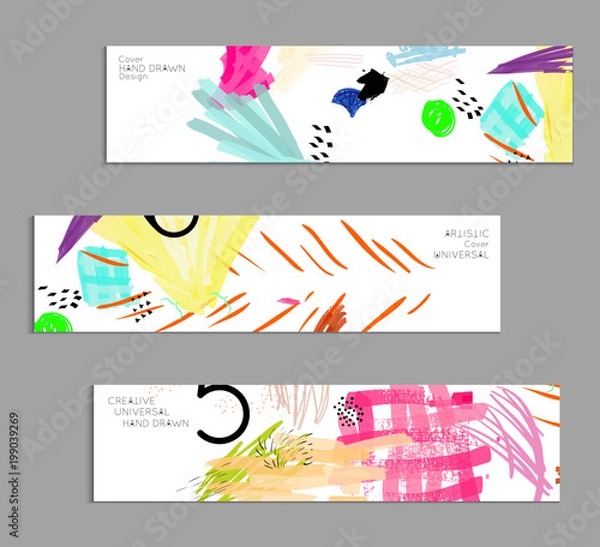 Fototapeta Abstract collage made with scribbles  markercanyon strokesblack geometric shapes