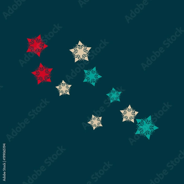 Fototapeta Colorful Stars Confetti, Mystery Sparkling Vector Background. Trendy Glowing Magic Glitter, Lights. Festive Falling Colorful Stars Confetti for Ads, Posters. 