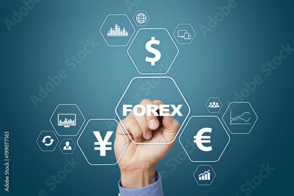 Fototapeta Forex trading, Online investment. Business, internet and technology concept.