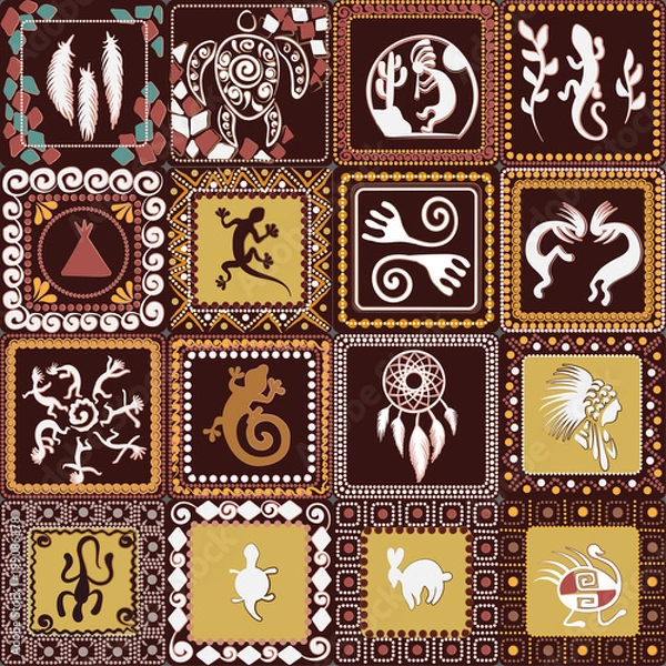 Fototapeta pattern with imitation of elements of rock art
