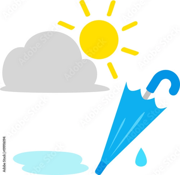 Fototapeta 畳んだ傘と太陽 雨上がり