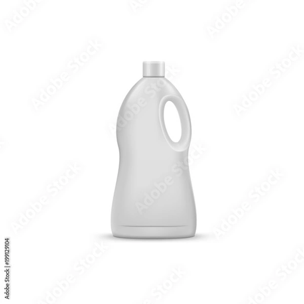 Fototapeta mock up liquid laundry detergent package, realistic blank plastic white bottles. Mockup for brand and package design