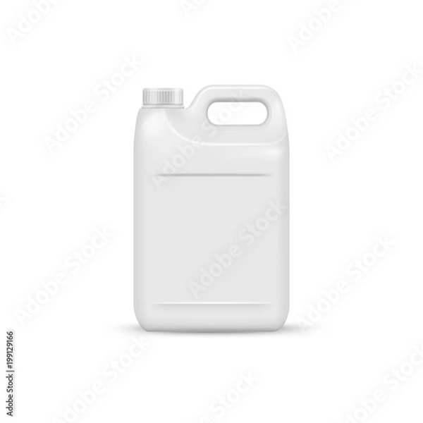 Fototapeta mock up liquid laundry detergent package, realistic blank plastic white canister. Mockup for brand and package design
