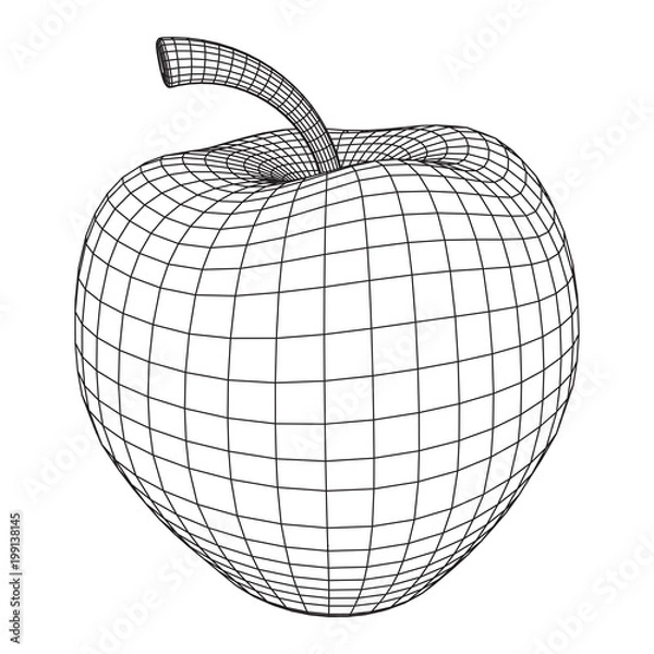Obraz Apple wireframe low poly mesh vector illustration.