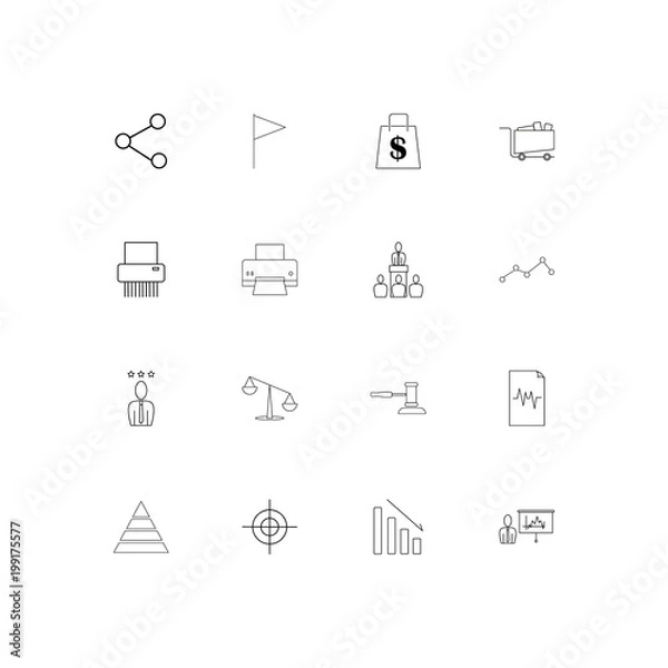 Fototapeta Business simple linear icons set. Outlined vector icons