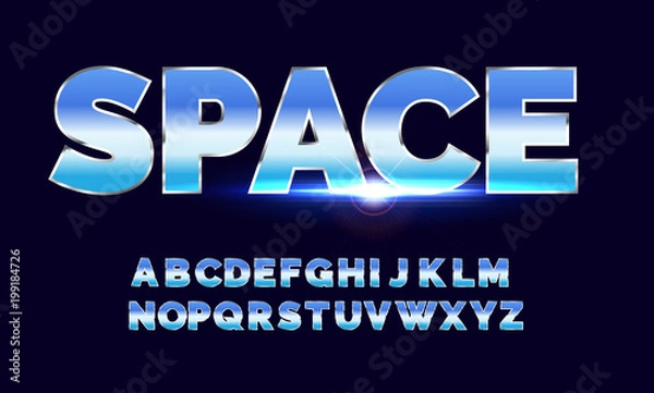 Fototapeta Retro alphabet font. Sci-fi future style.