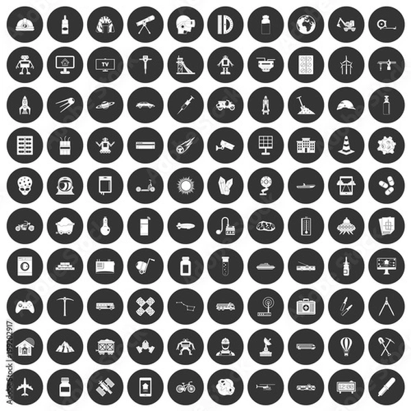 Fototapeta 100 development icons set black circle