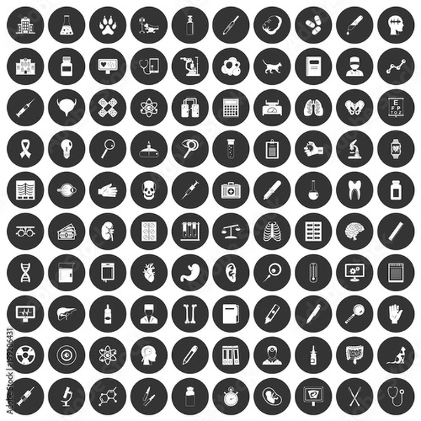Obraz 100 diagnostic icons set black circle