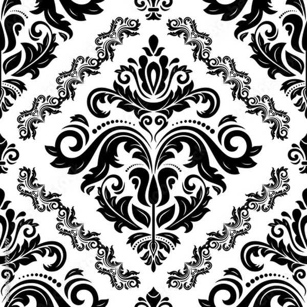 Fototapeta Orient vector classic pattern. Seamless abstract background with vintage elements. Orient black and white background. Ornament for wallpaper and packaging
