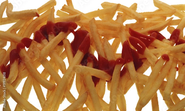 Fototapeta Pommes frites mit Ketchup