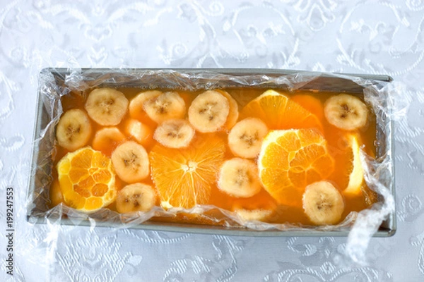 Obraz Pomarańcze i banany w galarecie