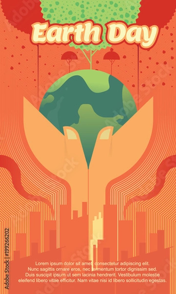Obraz Earth day poster template. vector illustration