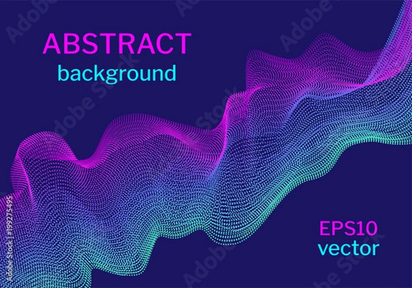 Fototapeta Abstract digital particle waves background with space for your text. Vector illustration.