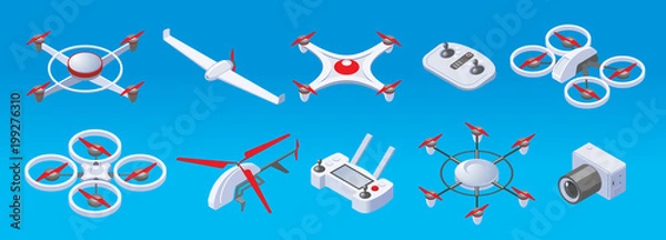 Obraz Isometric Modern Drones Set