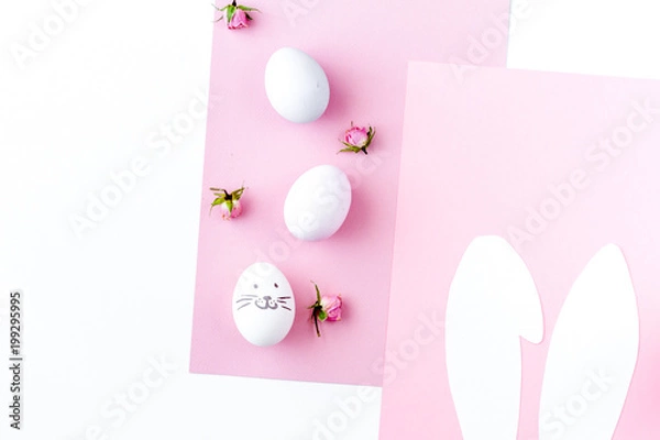 Obraz Easter concept on white background top view mockup