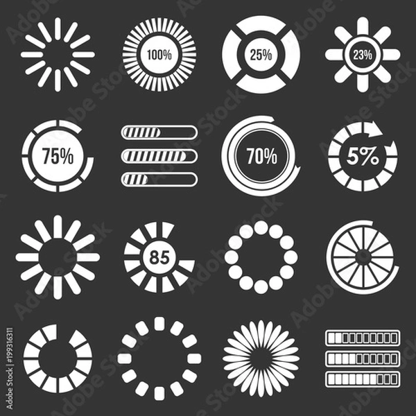 Fototapeta Loading bars and preloaders icons set grey vector