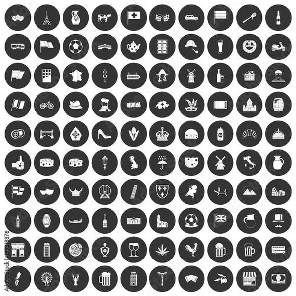 Obraz 100 europe countries icons set black circle