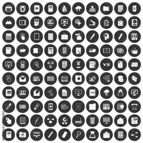 Fototapeta 100 folder icons set black circle