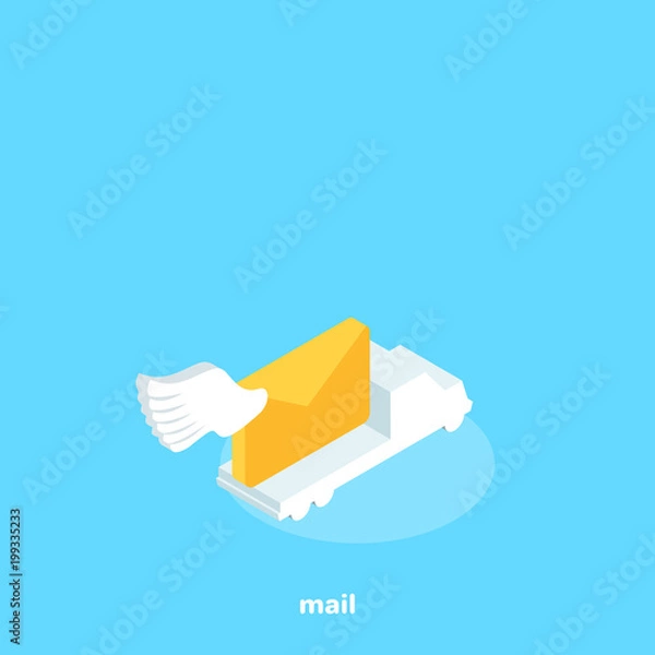 Fototapeta car delivering mail, isometric image