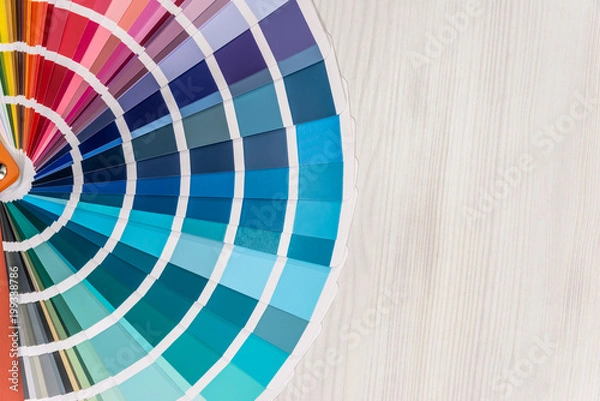 Obraz Colour sampler close up on wooden background