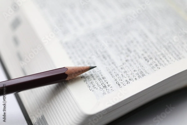 Fototapeta 辞書と鉛筆
