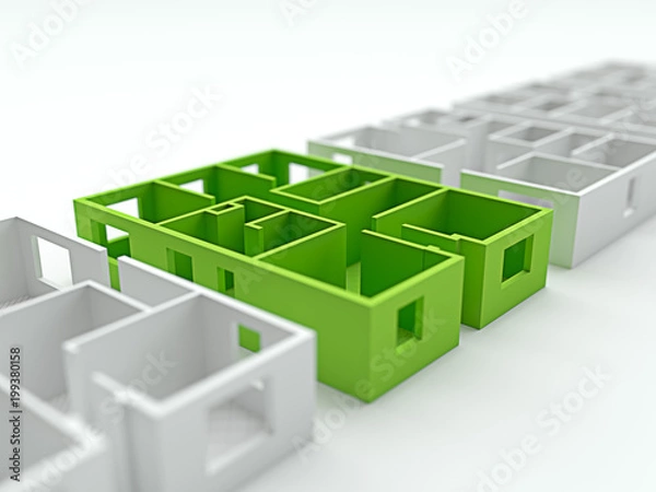 Fototapeta House appartment plan elevation concept. 3d render