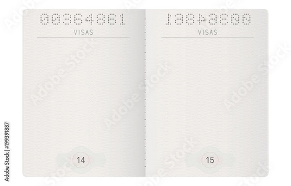 Fototapeta Passport pages. Blank paper pages