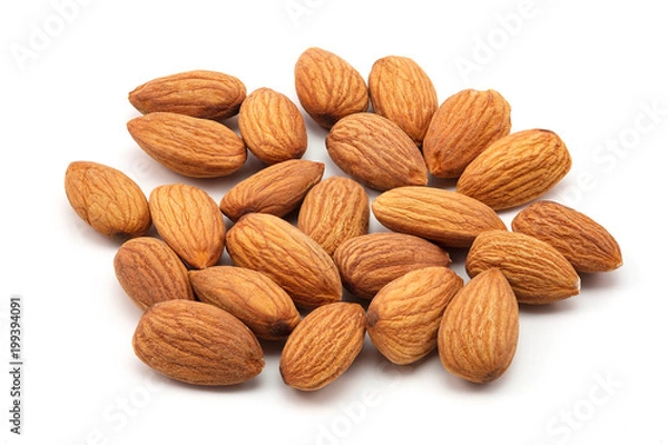 Fototapeta almonds isolated on a white background.