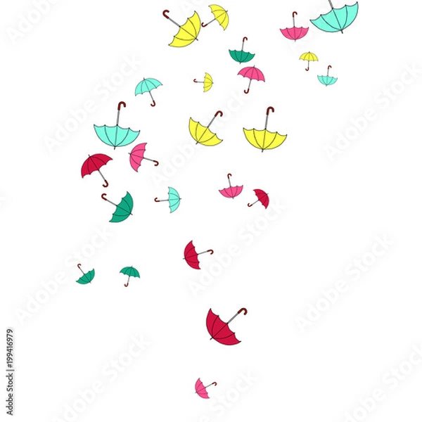 Fototapeta Pretty summer background with umbrellas. Umbrellas In Cartoon Free Style. Pattern Art Illustration Vector