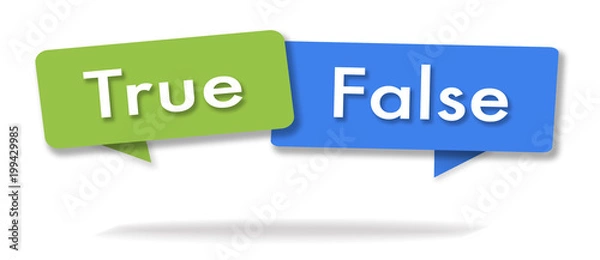 Obraz True and false illustration in two colored bubbles