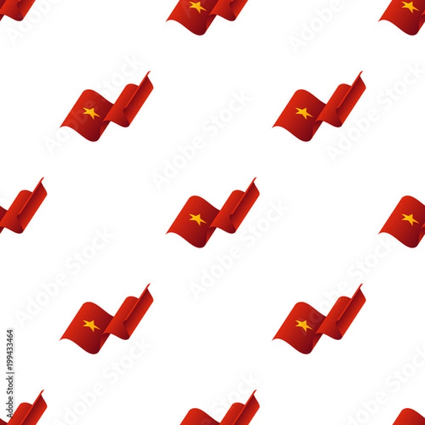 Fototapeta Seamless pattern with waving flag. Vietnam flag. Vector illustration.