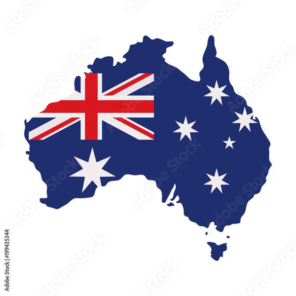 Obraz mapa australii z flagą