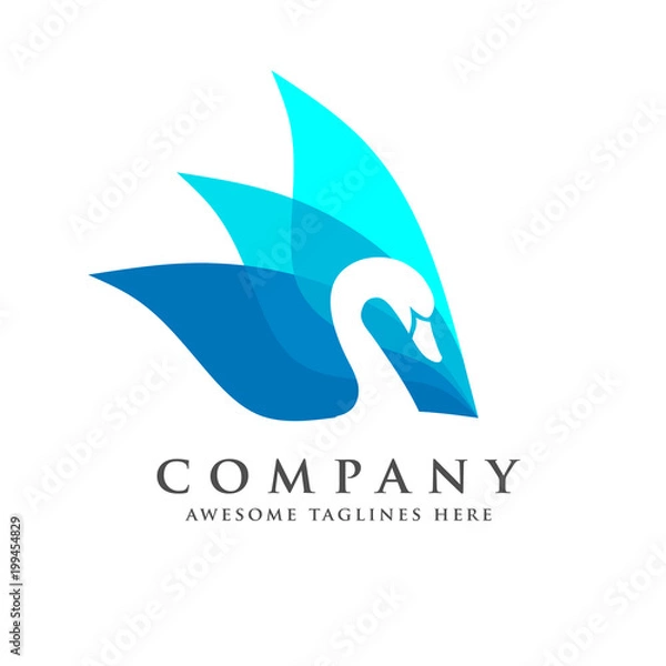 Obraz creative and elegant swan logo vector bird logo design