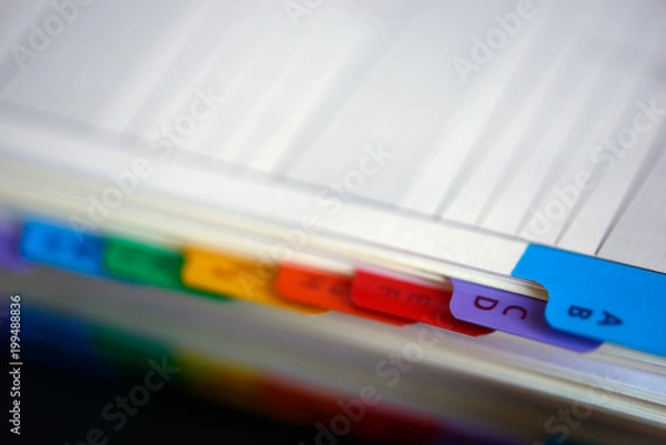 Fototapeta Selective focus alphabetical index address book