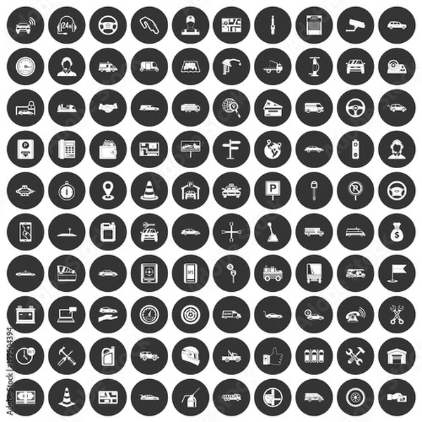 Obraz 100 auto icons set black circle