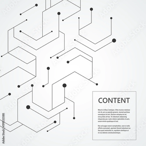 Fototapeta Hexagonal technology pattern. Molecular connect composition